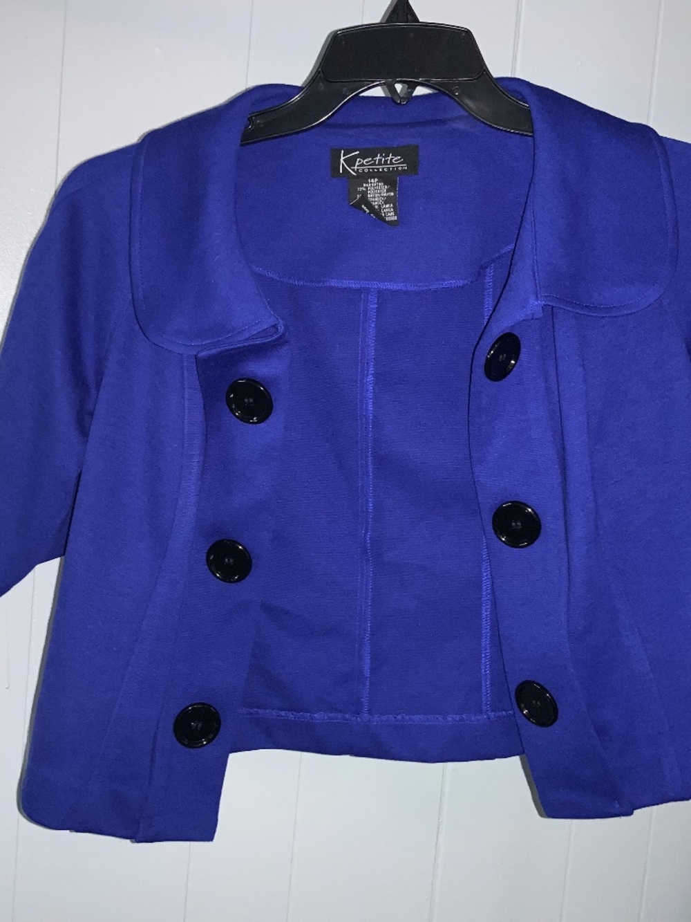 K Petite Collection royal blue cropped jacket Sz 14P